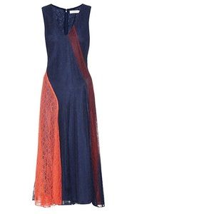 🌺HP🌺Iliana Blue Orange Merlot Lace Panels Dress